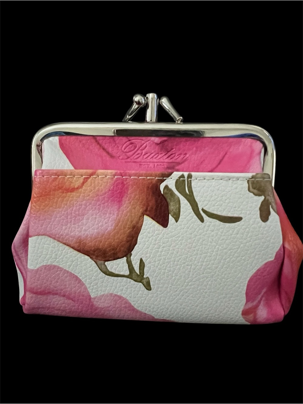 Buxton Flotation White Floral Triple Frame Kisslock RFID Coin Purse